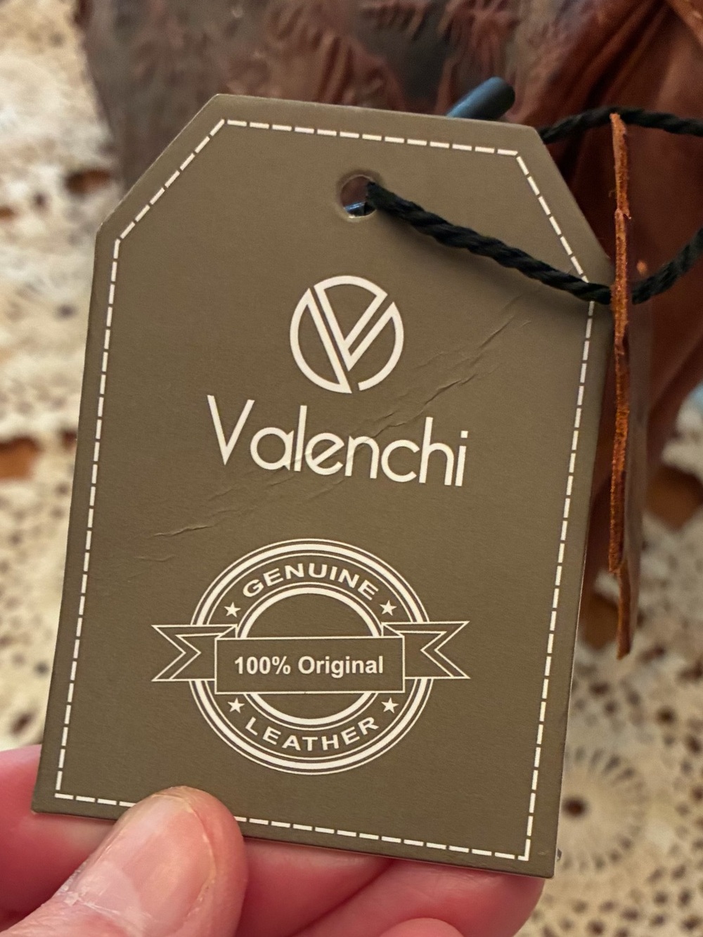 NWT Valenchi Women's Brown Tooled Leather Crossbody Bag with Floral Detail - Picture 6 of 16